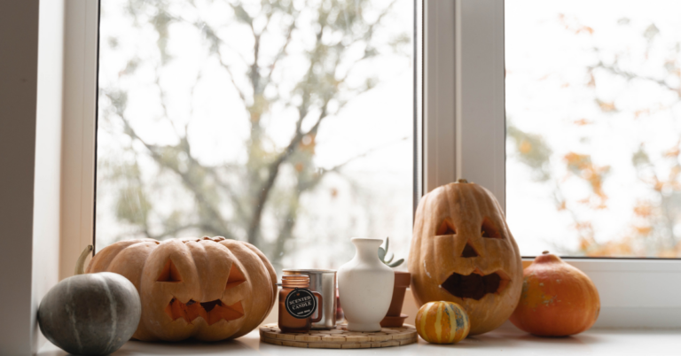 Seasonal fall decorations in a home for sale in Greenville.