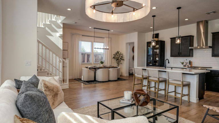 Bright open-concept living room and kitchen in a Greenville SC home Team Matsuda Realtors, Upstate SC